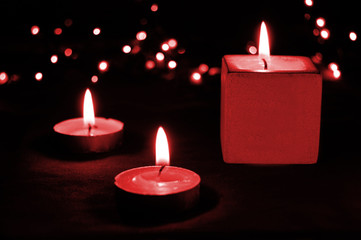 Christmas candle light and colors, red toned