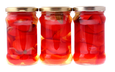 Glass jar of preserved peppers
