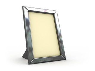 3d illustration of silver frame over white background