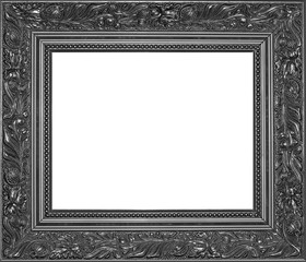 Black wooden rectangle frame with border designs