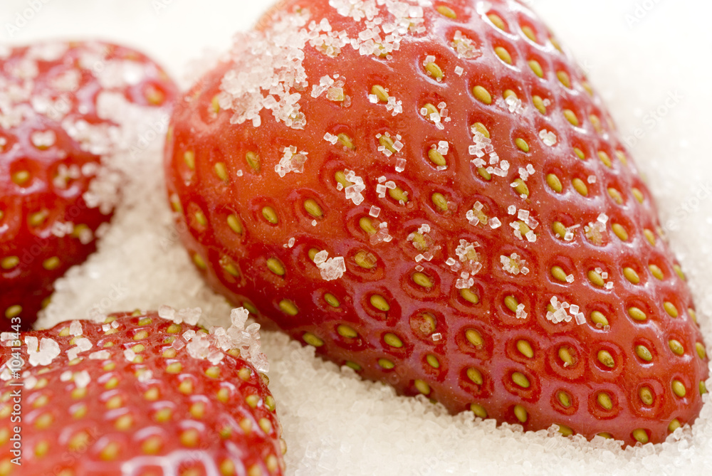 Wall mural high key image of strawberries coated in sugar