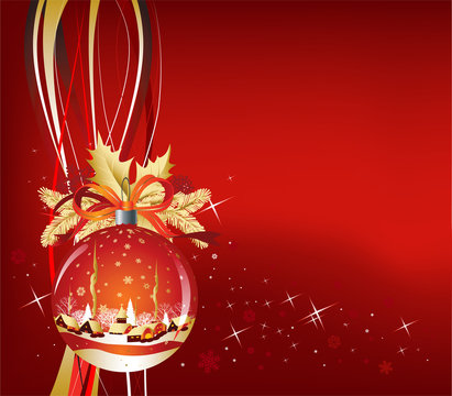 Christmas Ball in red color, vector illustration