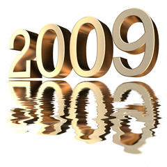 3D 2009 with reflection on white background