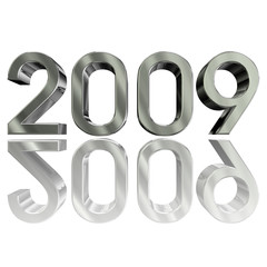 3D 2009 with reflection on white background