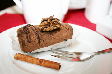 Chocolate Cake with a walnut