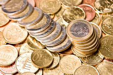 Pile of Euro money coins