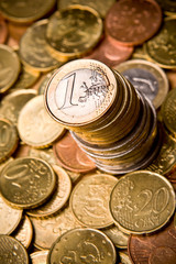 Pile of Euro money coins