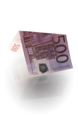 Isolated 500-euro bond with reverberation on white background