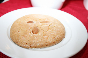 Cup of tea and almond cake