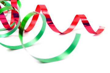 Christmas or holiday background ribbon over white.