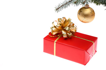 Christmas gift box isolated on white