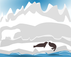 Fototapeta na wymiar Eisbär bei der Jagd nach Robben