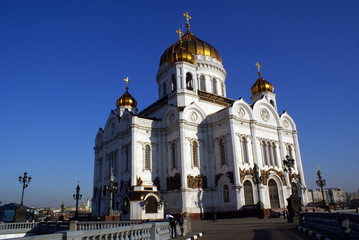 White orthodox cathedral in Moscow, Russia