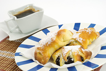 Sweet poppy rolls and coffee