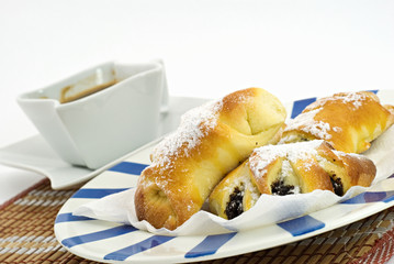 Sweet poppy rolls and coffee