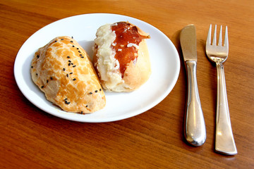 Puff pastry plate as breakfast
