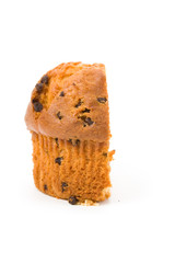 Muffin with white background, close up