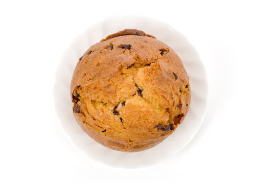 Muffin with white background, close up