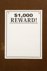 Reward poster close up shot
