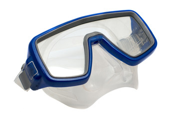 Diving mask with blue border on a white background