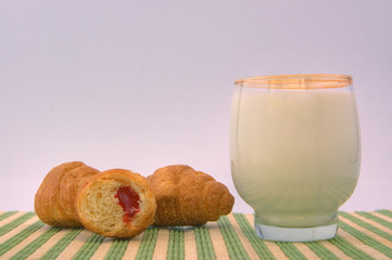 Milk with croissants