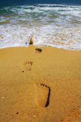 Footstes on the beach