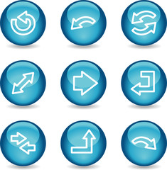 Arrows web icons, blue glossy sphere series