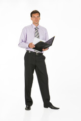 Young man in different office situations