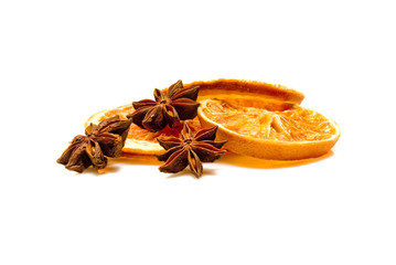 orange and anise isolated on white background