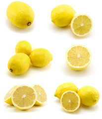 page of lemons isolated on the white