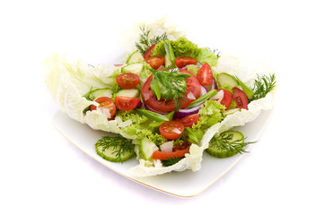 Fresh vegetable salad with tomato and cucumber