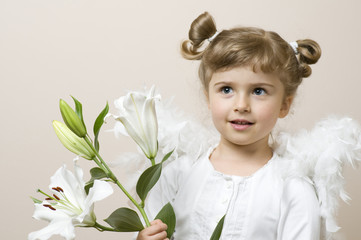Little Angel and lily flower