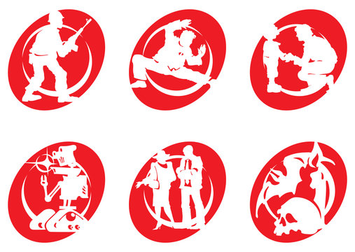 Cinema Silhouettes Icons in the different genres_23