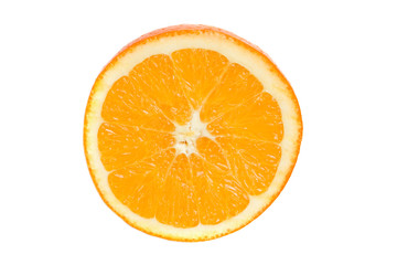 Photo of half orange on a over white background