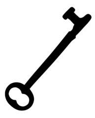 silhouette of a black antique key - illustration