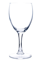 close-up empty wine glass, isolated on  white