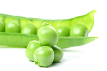 peas isolated on white background macro close up