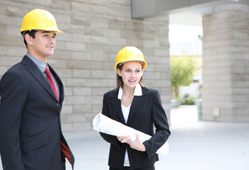 An attractive business team working construction at building
