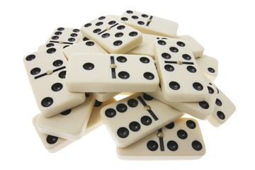 Pile of Dominoes on White Background