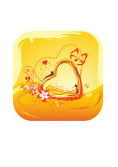 yellow heart and flower abstract