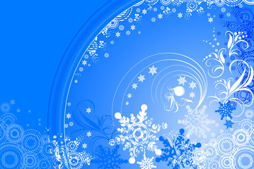 Fototapeta na wymiar Blue winter background with snowflakes