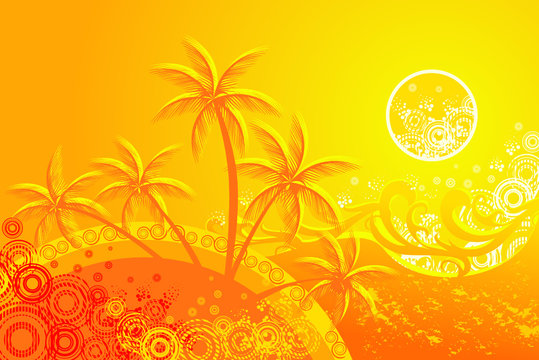 Tropic background with palm tree