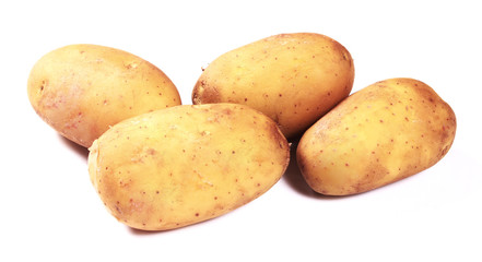 potatoes on white background close up shoot