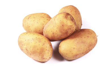 potatoes on white background close up shoot