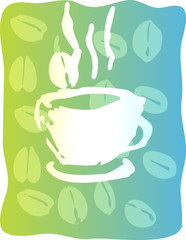 Illustration of a cup of coffe, rough hand-drawn sketch