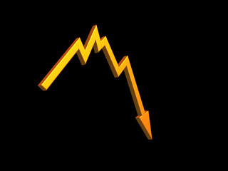 business graph shows bad news - 3d illustration