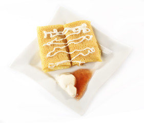 Pancakes with cheese on a plate