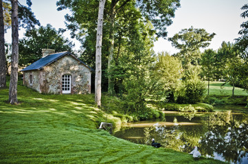 petite cabane et étang