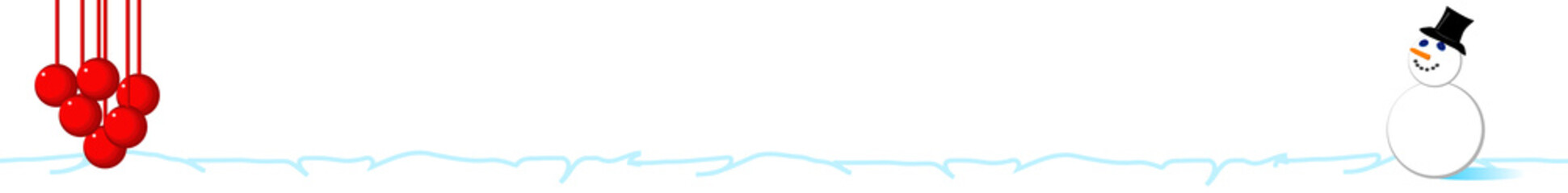 Christmas and new year banner with red balls and snowman