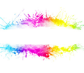 Rainbow washed watercolor splatter background